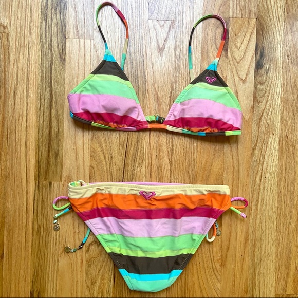 ROXY Colorful Rainbow Striped Bikini - Picture 3 of 12